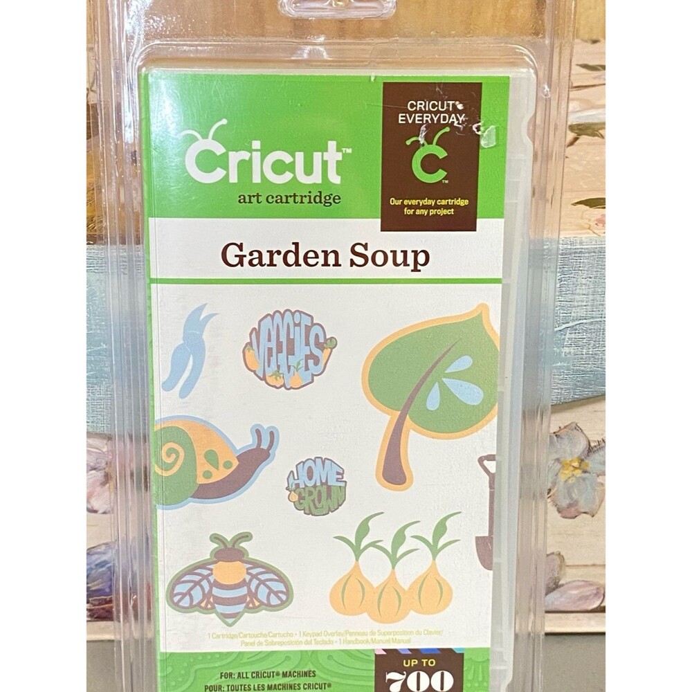 Cricut Garden Soup Die Cut Cartridge Card Making 700 Images NWT Garden Theme
